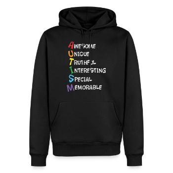 Impressionnant T-shirt Acrostic Awareness Awism - Sweat à capuche Premium bio Homme - noir - Devant - Nico (187cm)