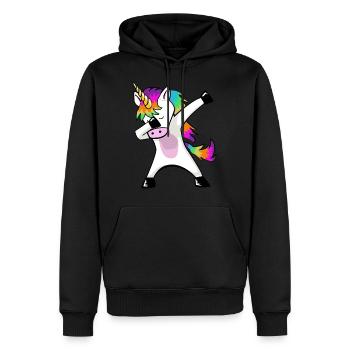 Tamponnant idée cadeau licorne licorne de Dab - Sweat à capuche Premium bio Homme - noir - Devant - Nico (187cm)