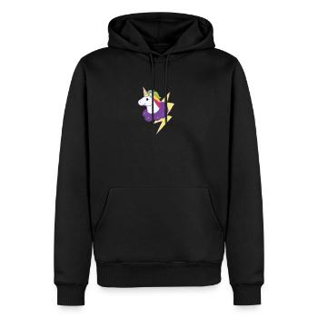 Licorne colorée arc-en-ciel flash idée de cadeau - Sweat à capuche Premium bio Homme - noir - Devant - Nico (187cm)