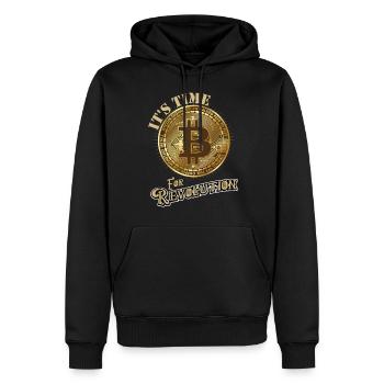Crypto shirt Bitcoin Revolution - Sweat à capuche Premium bio Homme - noir - Devant - Nico (187cm)