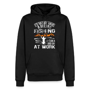 A Bad Day Fishing Than A Good Day At Work - Männer Premium Bio Hoodie - Schwarz - Vorne - Nico (187cm)