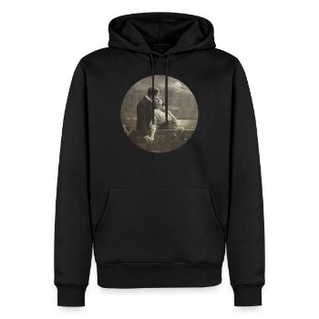 Lune - Sweat à capuche Premium bio Homme - noir - Devant - Nico (187cm)