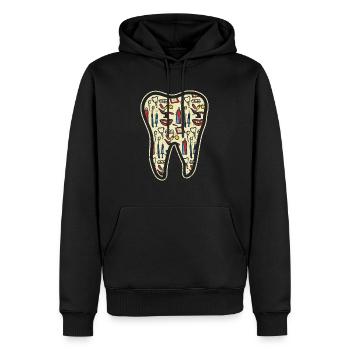 Molar Imagery - dentist tooth teeth jaw mouth - Men’s Premium Organic Hoodie - black - Front - Nico (187cm)