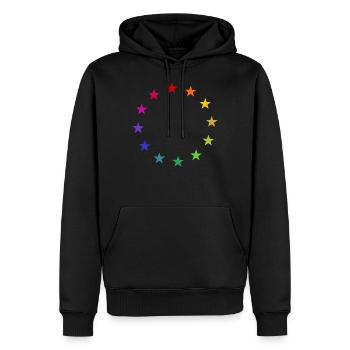 Europa Sterne bunt - Männer Premium Bio Hoodie - Schwarz - Vorne - Nico (187cm)
