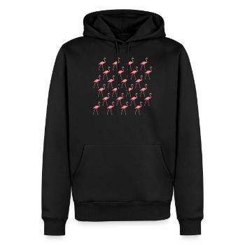 Flamingo rosa Muster - Männer Premium Bio Hoodie - Schwarz - Vorne - Nico (187cm)