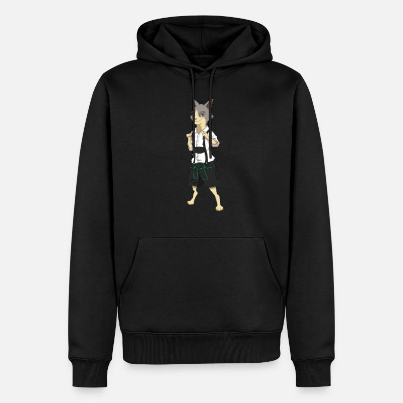 Costume de chat Lederhosen - Sweat à capuche Premium bio Homme - noir