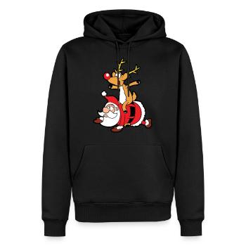 Lustiger Weihnachtsmann Santa Claus Weihnachten - Männer Premium Bio Hoodie - Schwarz - Vorne - Nico (187cm)