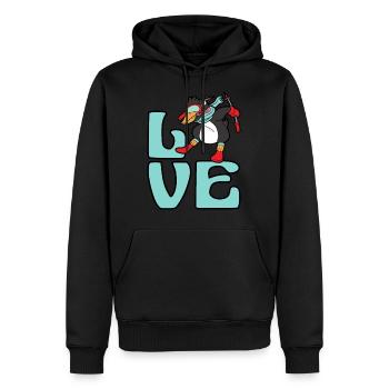 Pinguin Skier Skifahren Winter Sport Schnee - Männer Premium Bio Hoodie - Schwarz - Vorne - Nico (187cm)