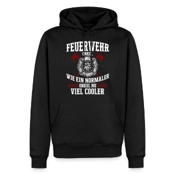 Pompier - Sweat à capuche Premium bio Homme - noir - Devant - Nico (187cm)