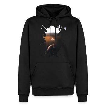 Fleur - Sweat à capuche Premium bio Homme - noir - Devant - Nico (187cm)