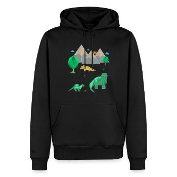 Dinosaurier Origami Urzeit Steinzeit T-Rex - Männer Premium Bio Hoodie - Schwarz - Vorne - Nico (187cm)