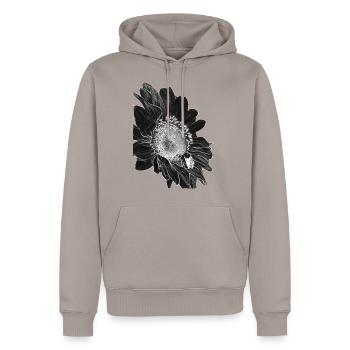 Sonnenblume Black&White - Männer Premium Bio Hoodie - Taupe - Vorne - Nico (187cm)