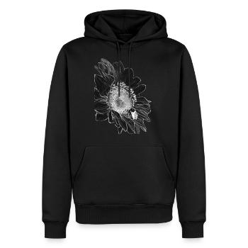 Sonnenblume Black&White - Männer Premium Bio Hoodie - Schwarz - Vorne - Nico (187cm)