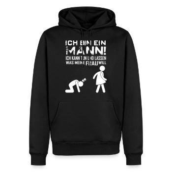 Mann Frau verheiratet Beziehung lustig - Männer Premium Bio Hoodie - Schwarz - Vorne - Nico (187cm)