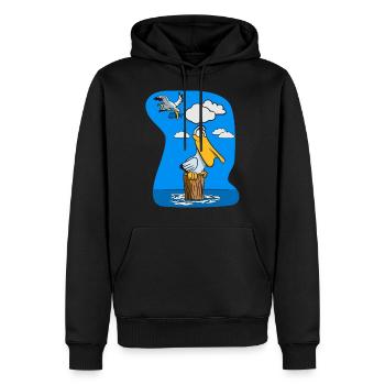 Oiseau de mer oiseau de mer volant drôle - Sweat à capuche Premium bio Homme - noir - Devant - Nico (187cm)