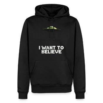PixelArt - I want to believe UFO - Sweat à capuche Premium bio Homme - noir - Devant - Nico (187cm)