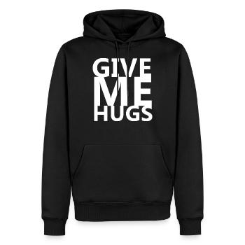 Give me hugs - Men’s Premium Organic Hoodie - black - Front - Nico (187cm)