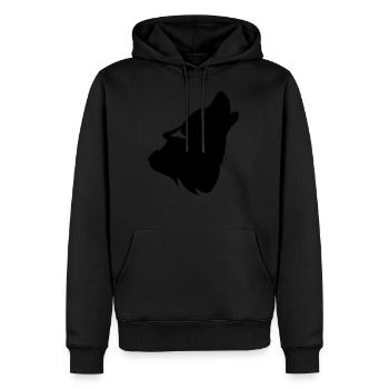 Silhouette Wolf heulender Schatten - Männer Premium Bio Hoodie - Schwarz - Vorne - Nico (187cm)