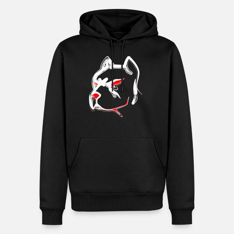 Design eines Pitbull Kopfes Gesicht - Männer Premium Bio Hoodie - Schwarz