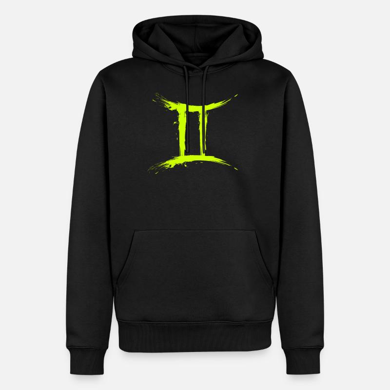 Sternzeichen Zwillinge Gelb Gemini Symbol - Sweat à capuche Premium bio Homme - noir