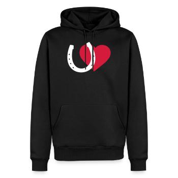 Fer à cheval et coeur - Sweat à capuche Premium bio Homme - noir - Devant - Nico (187cm)