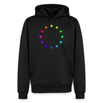 étoiles colorées du drapeau de l'europe - Sweat à capuche Premium bio Homme - noir - Devant - Nico (187cm)