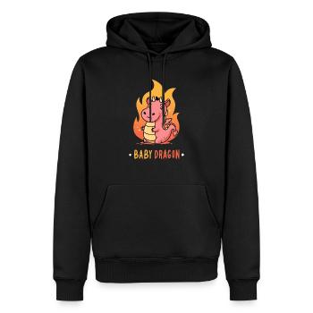 Bébé dragon - Sweat à capuche Premium bio Homme - noir - Devant - Nico (187cm)