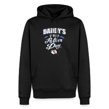 Première fête des pères - fête des pères - papa - Sweat à capuche Premium bio Homme - noir - Devant - Nico (187cm)