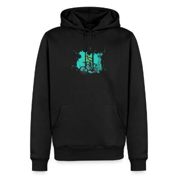 Mountain Biker 3D Mountain Bike Downhill gave - Herre Premium økologisk hoodie - sort - Foran - Nico (187cm)