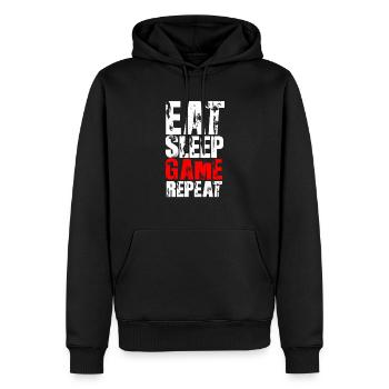 EAT SLEEP GAME REPEAT - Men’s Premium Organic Hoodie - black - Front - Nico (187cm)
