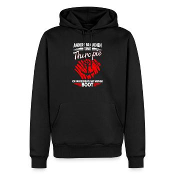 Therapie Boot Motorboot Urlaub Geschenk - Männer Premium Bio Hoodie - Schwarz - Vorne - Nico (187cm)