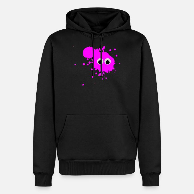 pinker Farbklecks mit Augen - Männer Premium Bio Hoodie - Schwarz