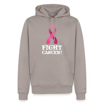 Krebs Kampf Gewinner Geschenk Schleife - Männer Premium Bio Hoodie - Taupe - Vorne - Nico (187cm)