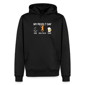 My perfect day Tennis Bier Kaffee Tagesplan - Männer Premium Bio Hoodie - Schwarz - Vorne - Nico (187cm)
