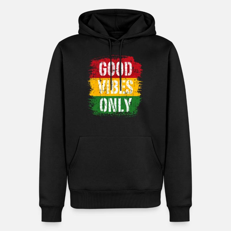 Drapeau de musique Reggae Good-Vibes Only - Sweat à capuche Premium bio Homme - noir