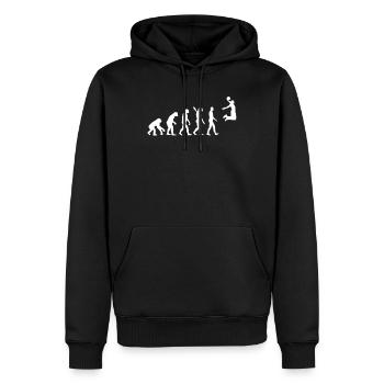 Evolution du basket - Sweat à capuche Premium bio Homme - noir - Devant - Nico (187cm)