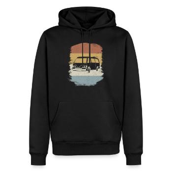 Retro Campervan Vintage Caravan Camping Van - Sweat à capuche Premium bio Homme - noir - Devant - Nico (187cm)