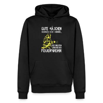 Pompier femme pompier disant cadeau - Sweat à capuche Premium bio Homme - noir - Devant - Nico (187cm)