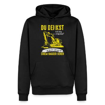 Baggerfahrer Bagger Baggerführer baggern ·Verrückt - Männer Premium Bio Hoodie - Schwarz - Vorne - Nico (187cm)