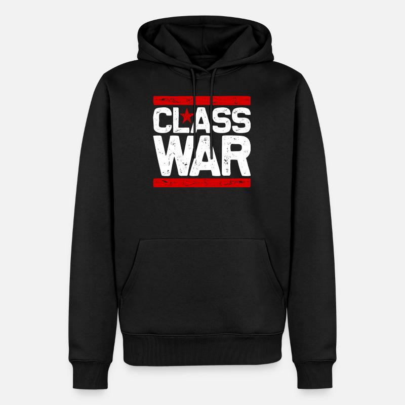 CLASS WAR (white) - Männer Premium Bio Hoodie - Schwarz