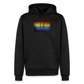 LGBT Vintage Regenbogenfahne Flagge Gay Pride CSD - Männer Premium Bio Hoodie - Schwarz - Vorne - Nico (187cm)