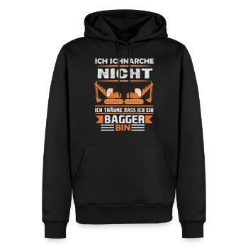 Baggerfahrer Bagger baggern · Schnarche nicht - Männer Premium Bio Hoodie - Schwarz - Vorne - Nico (187cm)