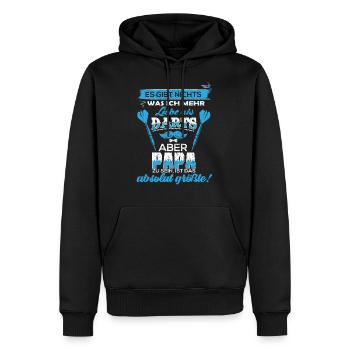 Dart Darts darten Geschenk Shirt · Papa Vater - Männer Premium Bio Hoodie - Schwarz - Vorne - Nico (187cm)