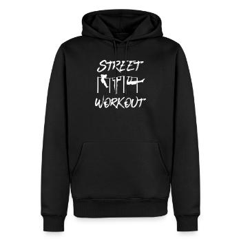 Street Workout Logo Calisthenics Fitness Park - Männer Premium Bio Hoodie - Schwarz - Vorne - Nico (187cm)