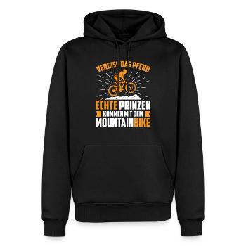 Vergiss das Pferd echte Prinzen kommen mit dem MTB - Männer Premium Bio Hoodie - Schwarz - Vorne - Nico (187cm)