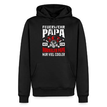 Freiwillige Feuerwehr Feuerwehrmann · Papa - Männer Premium Bio Hoodie - Schwarz - Vorne - Nico (187cm)