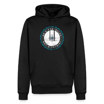 World Travel Carte du monde Continent cadeau de vacances - Sweat à capuche Premium bio Homme - noir - Devant - Nico (187cm)