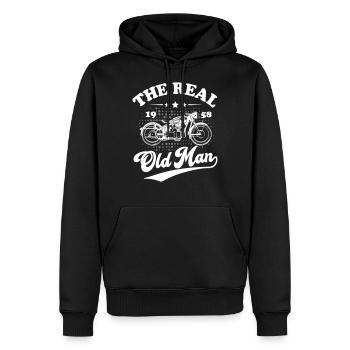 The Real Old Man Motorcycle 1958 - Sweat à capuche Premium bio Homme - noir - Devant - Nico (187cm)