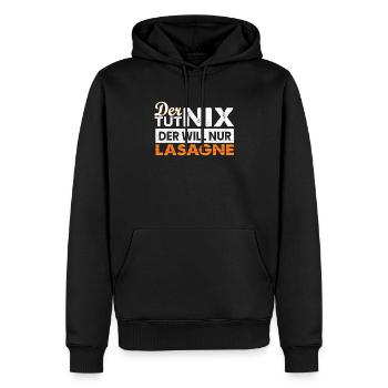 Lasagnes - Il ne fait rien qui ne veut que des lasagnes - Sweat à capuche Premium bio Homme - noir - Devant - Nico (187cm)
