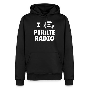 Pirate Radio Piratensender Seesender - Männer Premium Bio Hoodie - Schwarz - Vorne - Nico (187cm)